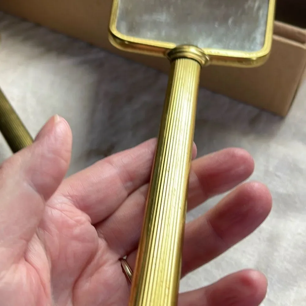 VTG Midcentury vanity set Art Nouveau styles brush & mirror in box.
